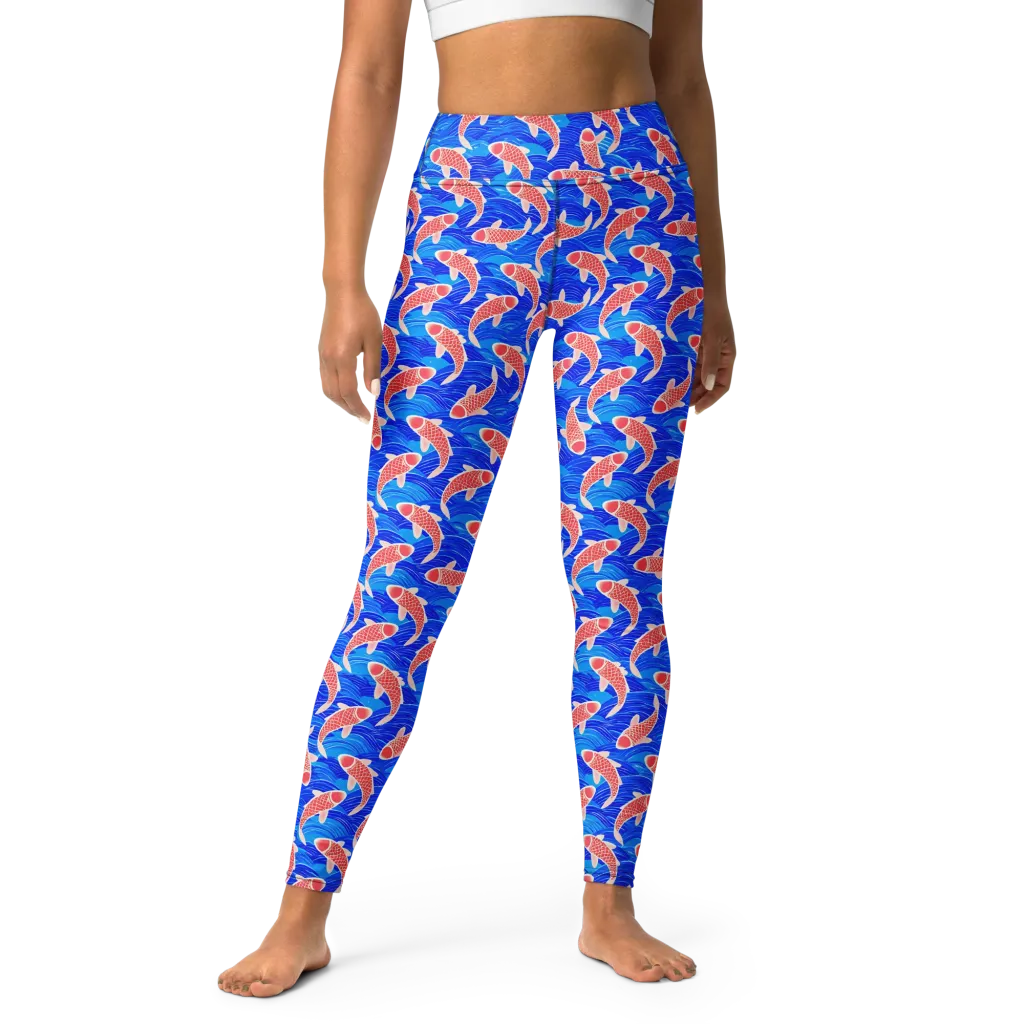 Cobalt Current on Yoga Leggings — Front
