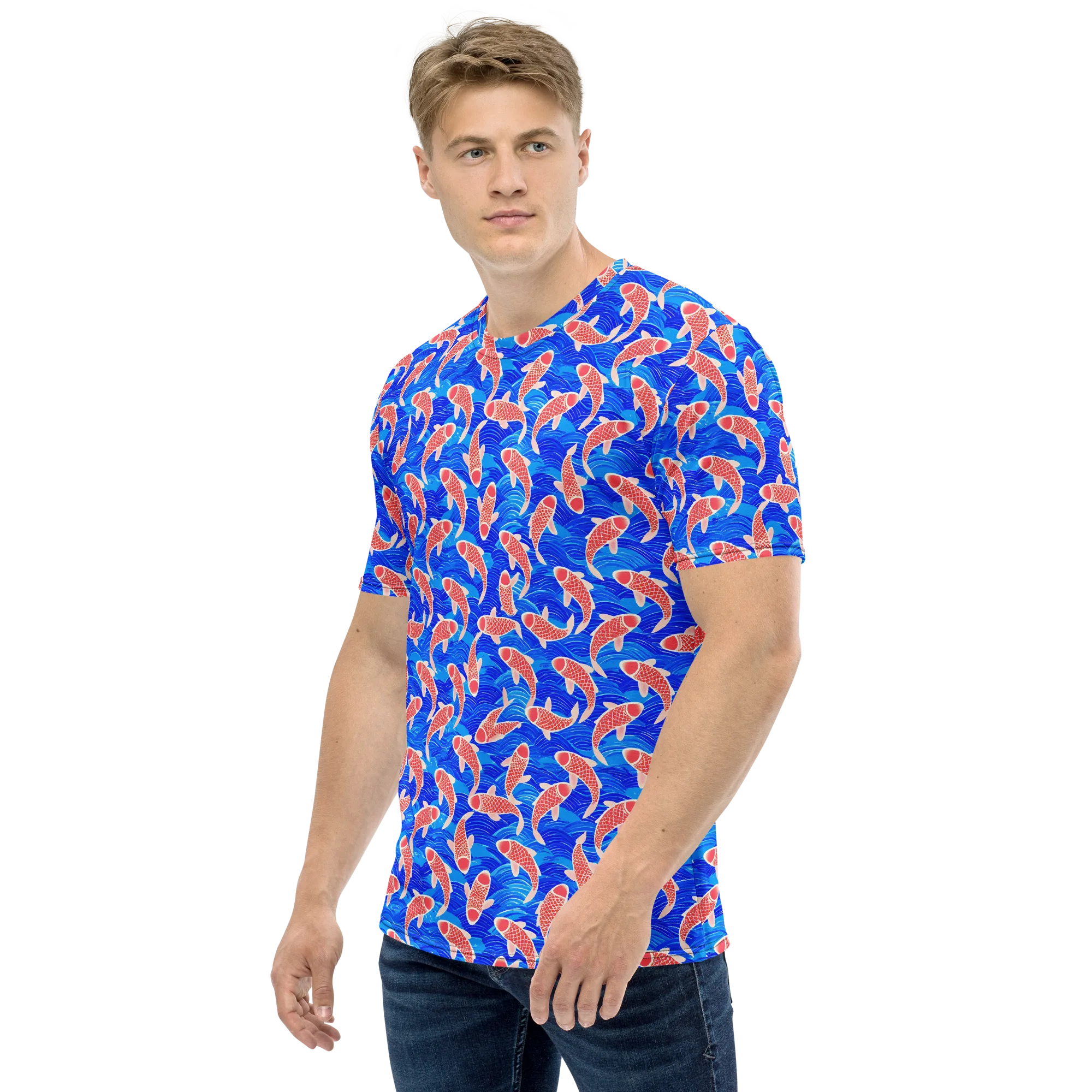 Cobalt Current on Men's Crew Neck T-Shirt — Left