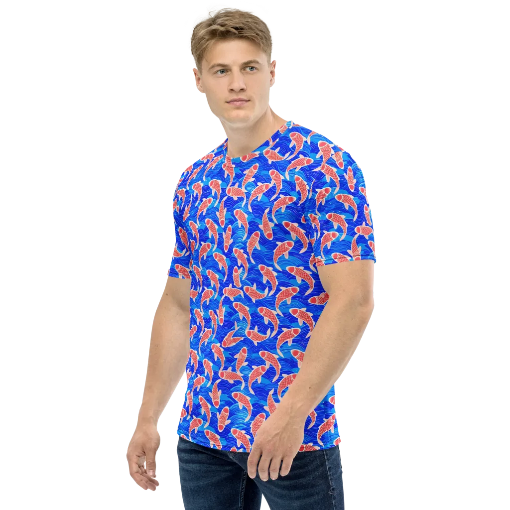 Cobalt Current on Men's Crew Neck T-Shirt — Left