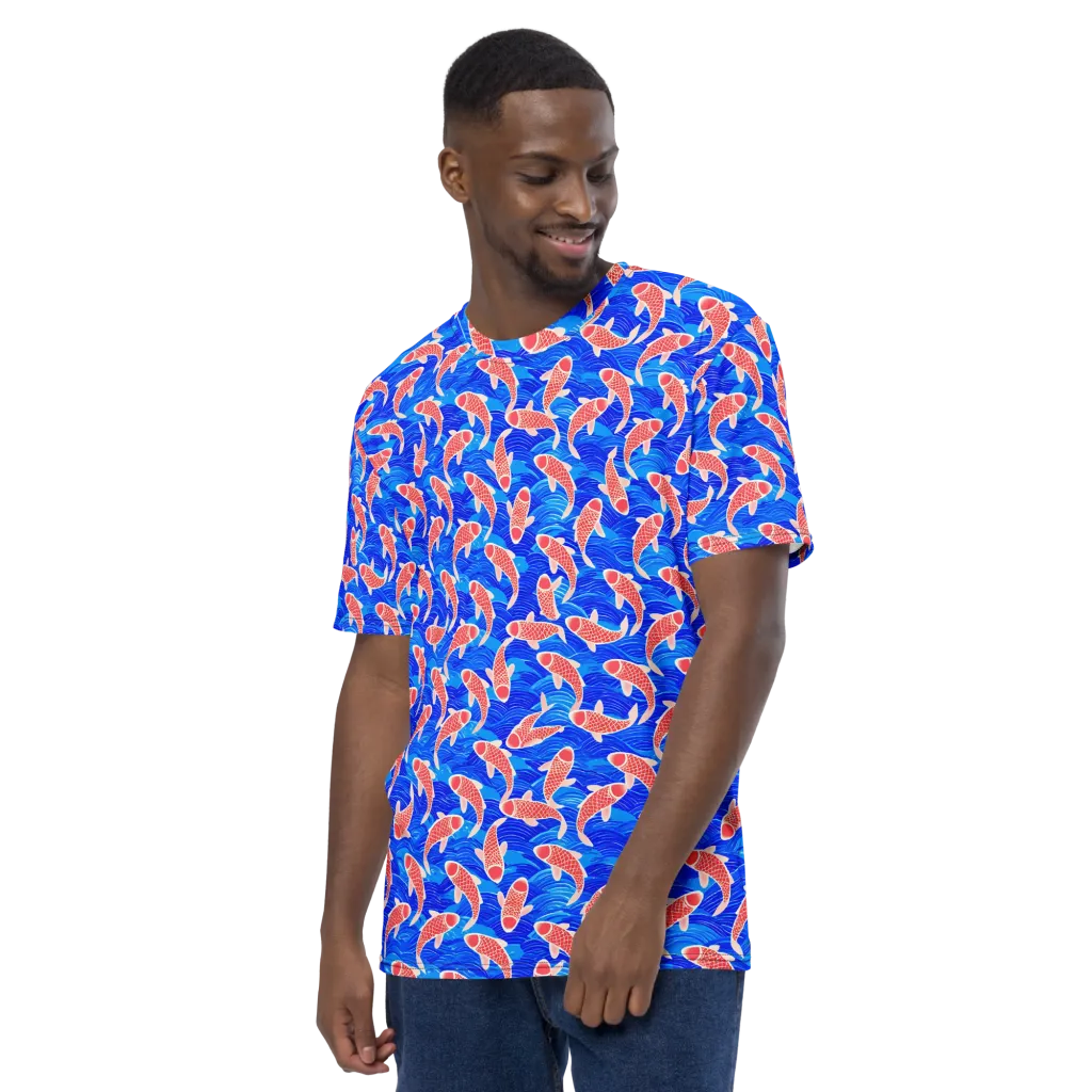 Cobalt Current on Men's Crew Neck T-Shirt — Left