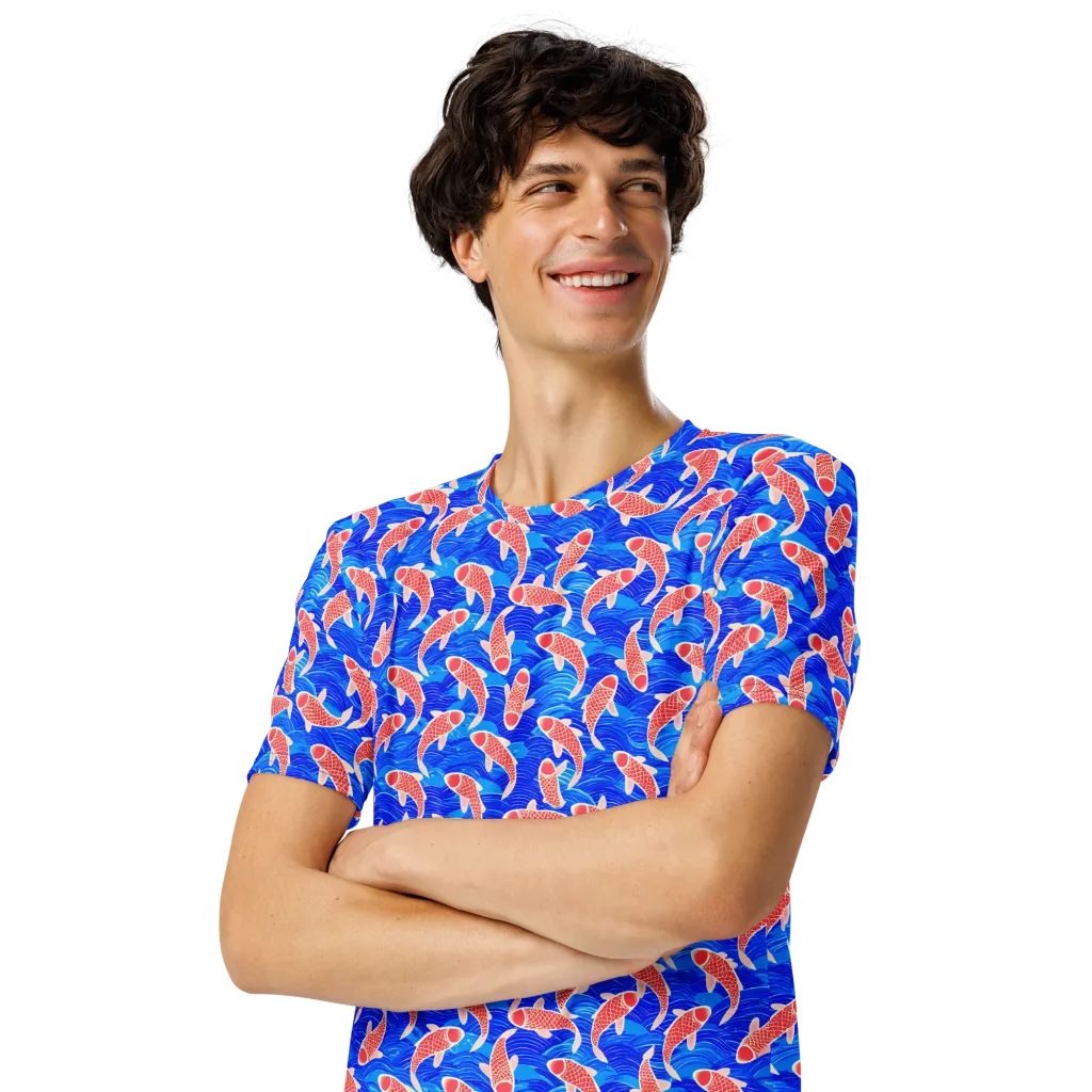 Cobalt Current on Men's Crew Neck T-Shirt — Left Front