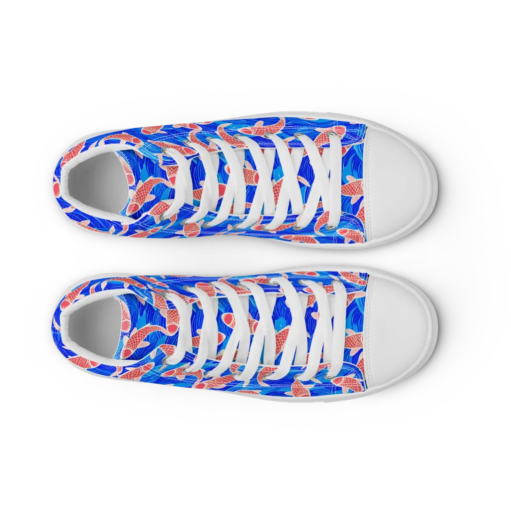 Cobalt Current on Men's High Top Canvas Shoes — Front