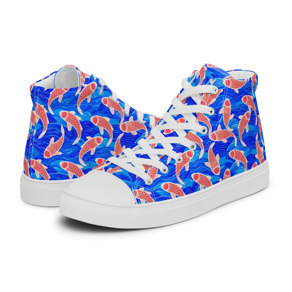 Cobalt Current on Men's High Top Canvas Shoes — Left