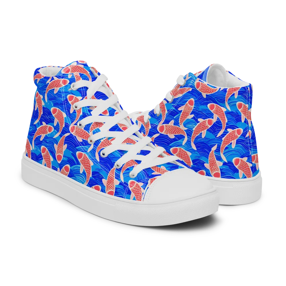 Cobalt Current on Men's High Top Canvas Shoes — Right