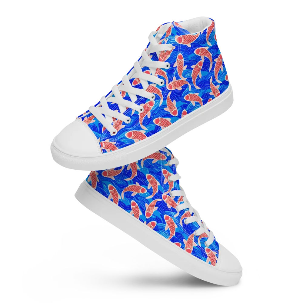 Cobalt Current on Men's High Top Canvas Shoes — Front