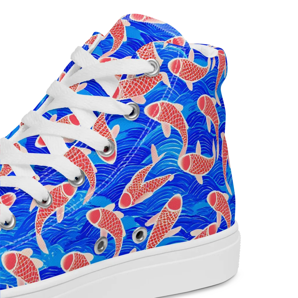 Cobalt Current on Men's High Top Canvas Shoes — Product details 2