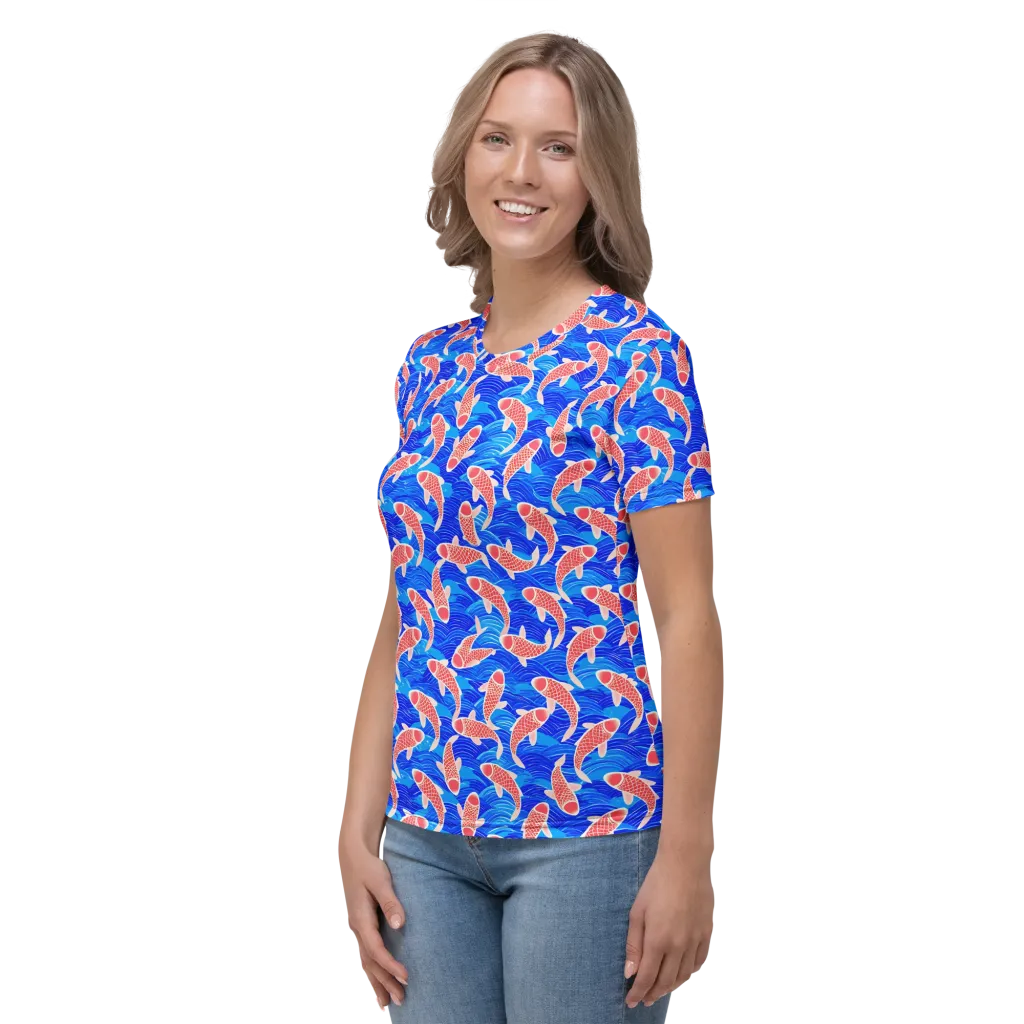 Cobalt Current on Women's Crew Neck T-Shirt — Left