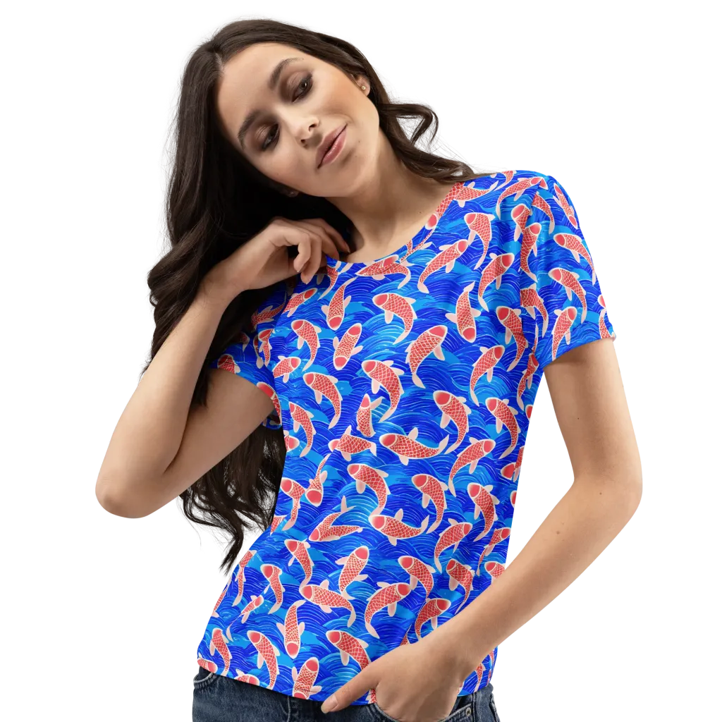 Cobalt Current on Women's Crew Neck T-Shirt — Left Front