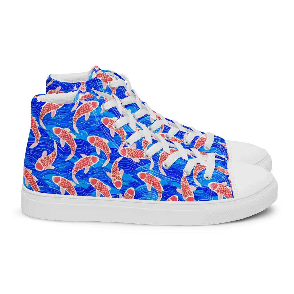 Cobalt Current on Women's High Top Canvas Shoes — Right