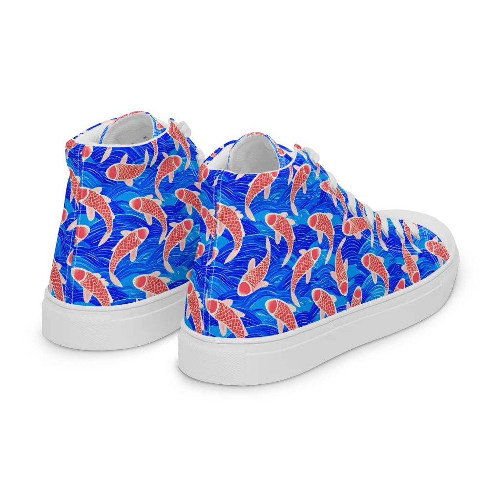 Cobalt Current on Women's High Top Canvas Shoes — Right Back