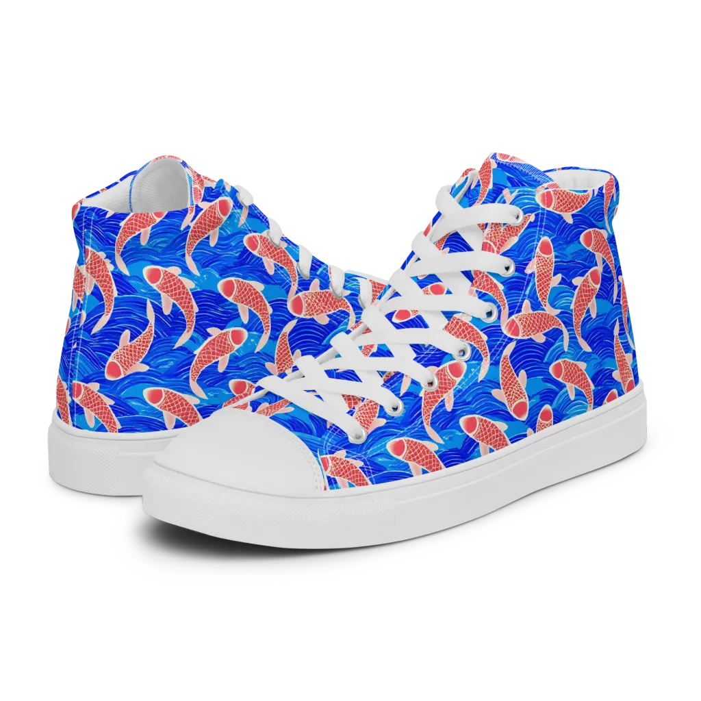 Cobalt Current on Women's High Top Canvas Shoes — Left