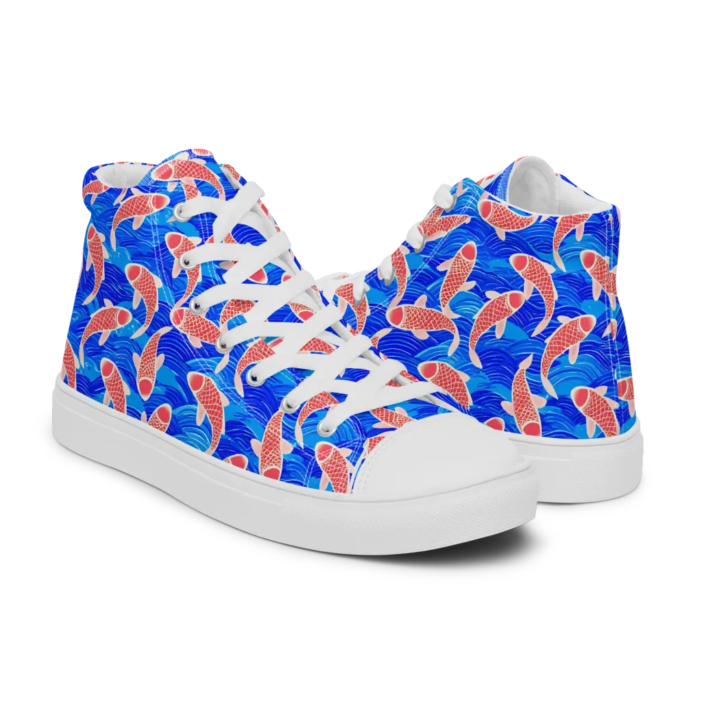 Cobalt Current on Women's High Top Canvas Shoes — Right