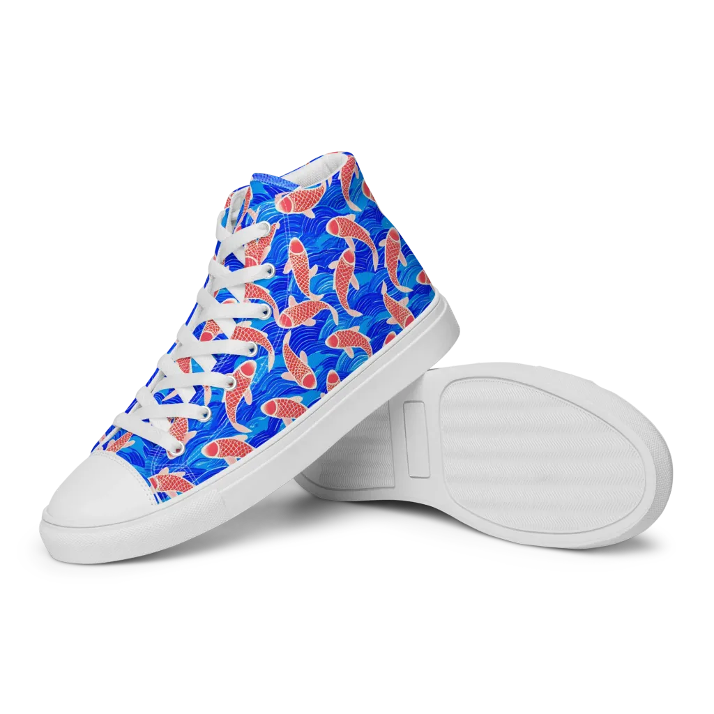 Cobalt Current on Women's High Top Canvas Shoes — Left
