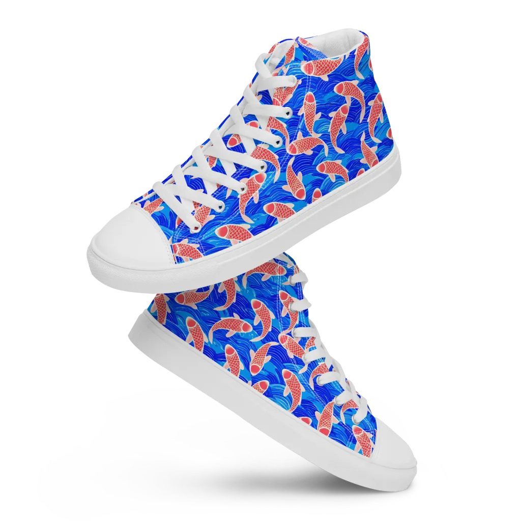 Cobalt Current on Women's High Top Canvas Shoes — Front