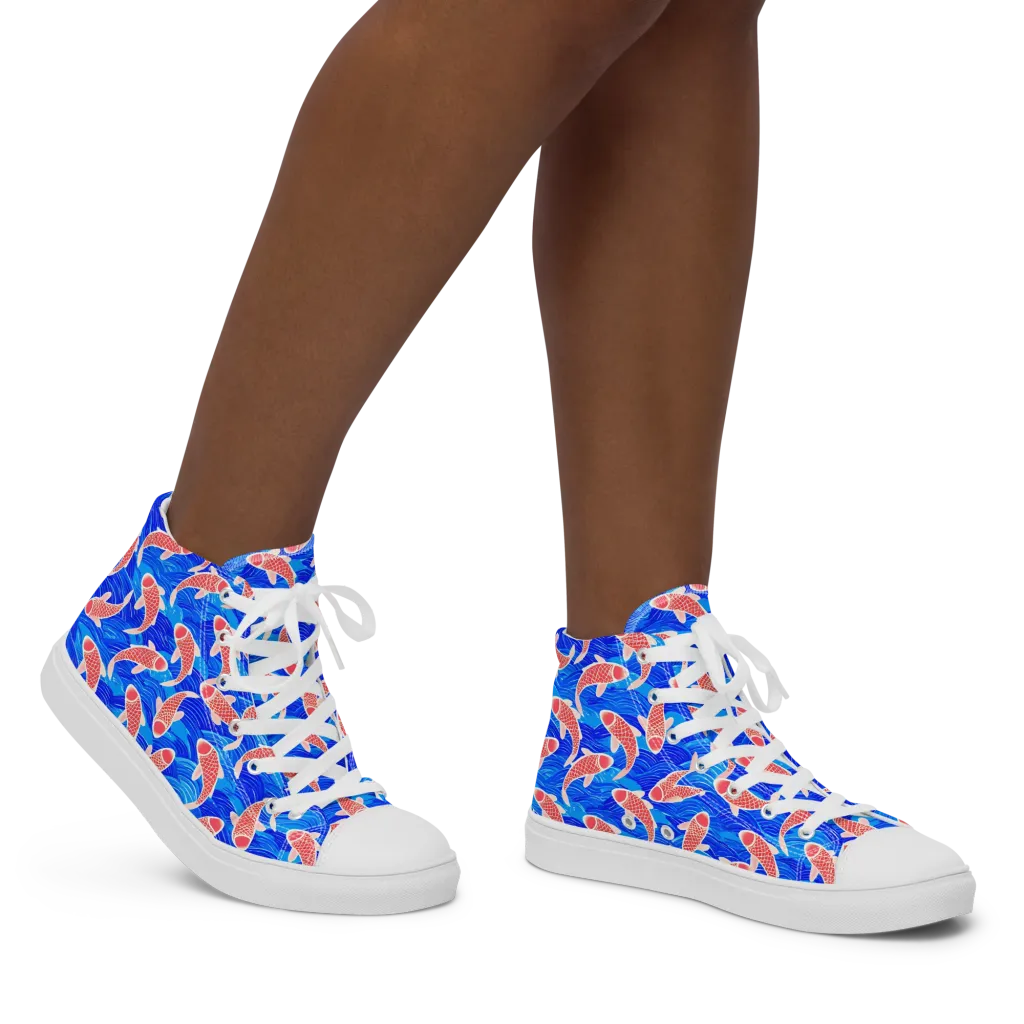 Cobalt Current on Women's High Top Canvas Shoes — Right