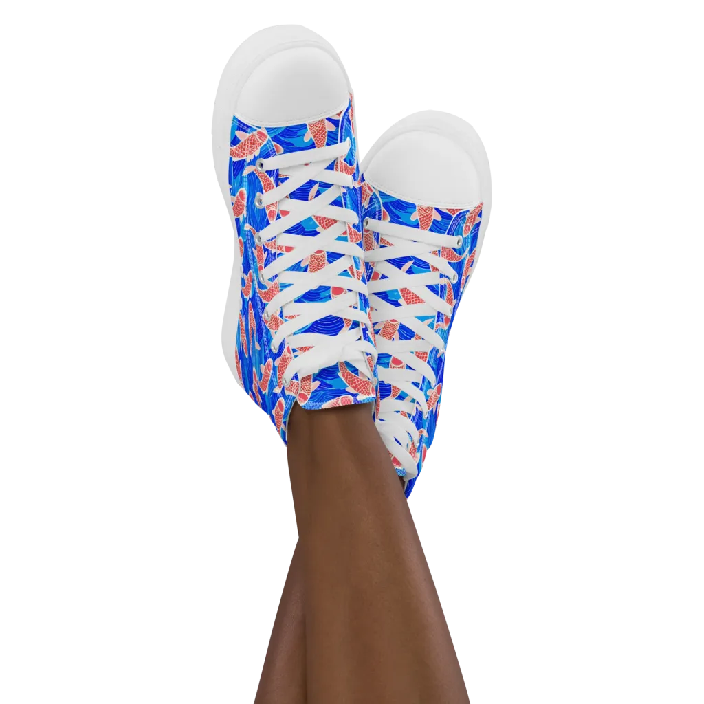 Cobalt Current on Women's High Top Canvas Shoes — Front