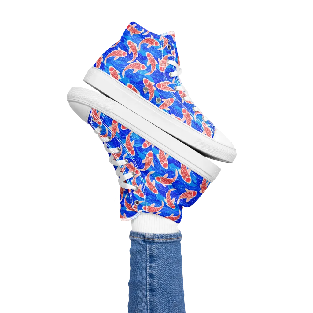 Cobalt Current on Women's High Top Canvas Shoes — Left