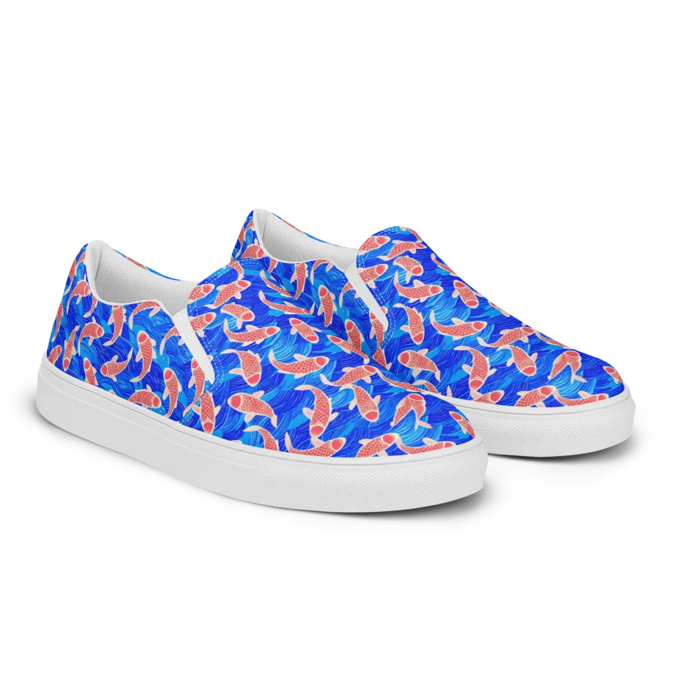 Cobalt Current on Men's Slip-On Canvas Shoes — Right Front