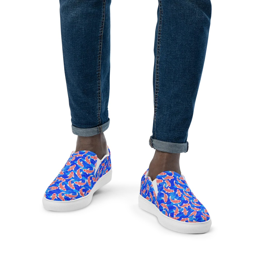 Cobalt Current on Men's Slip-On Canvas Shoes — Front