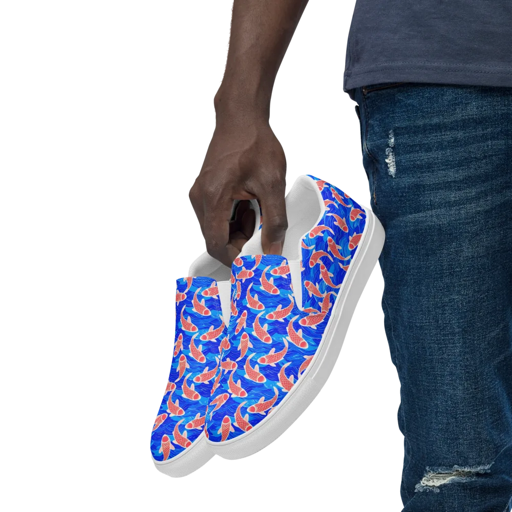 Cobalt Current on Men's Slip-On Canvas Shoes — Left Front