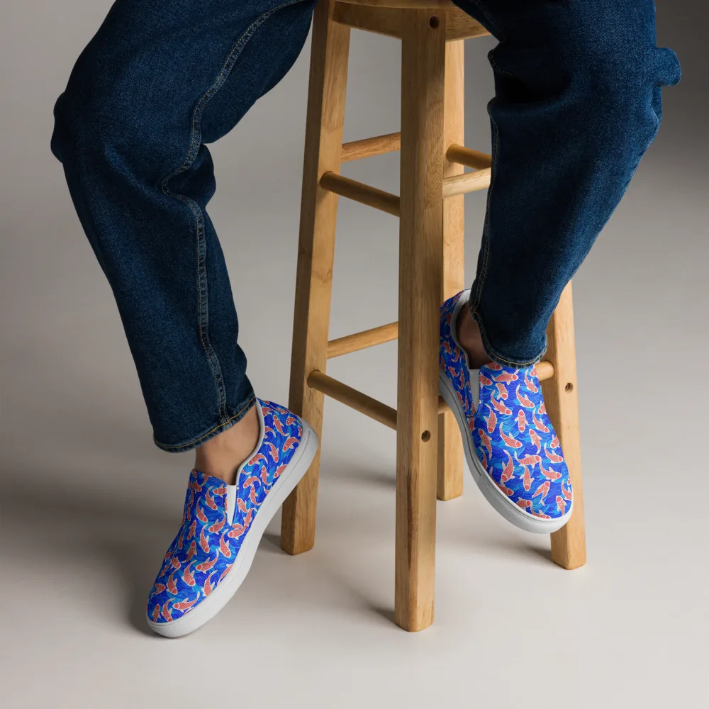 Cobalt Current on Men's Slip-On Canvas Shoes — Front