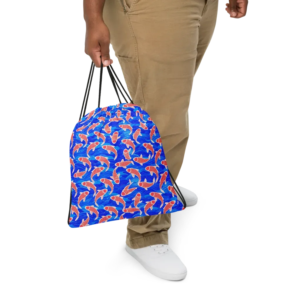 Cobalt Current on Drawstring Bag — Front