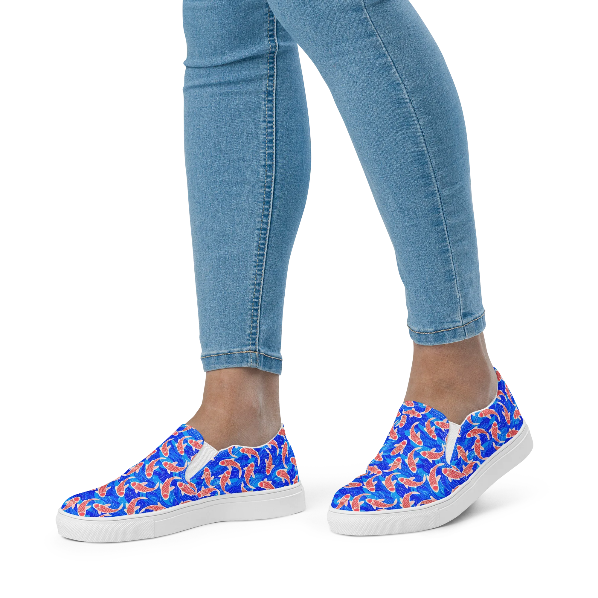Cobalt Current on Women's Slip-On Canvas Shoes — Front