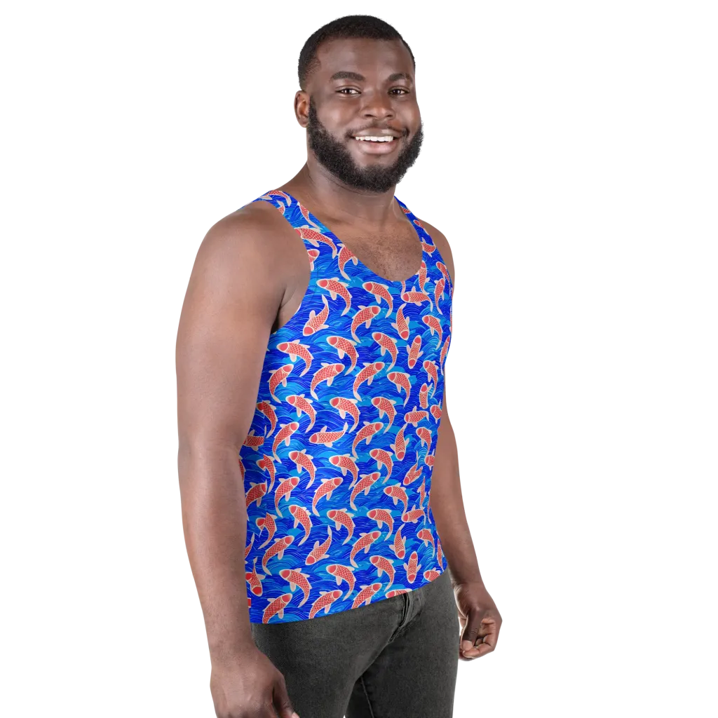 Cobalt Current on Men's Tank Top — Right Front