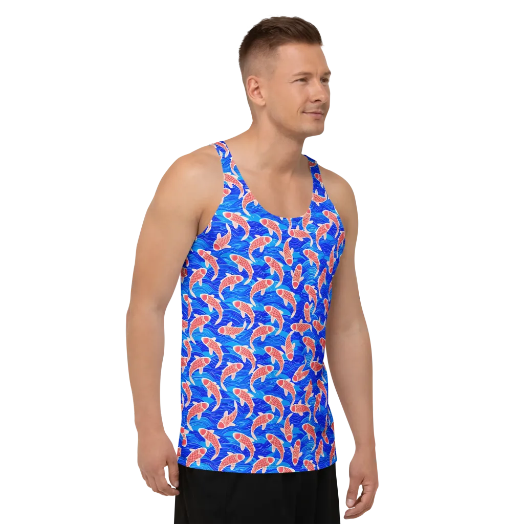 Cobalt Current on Men's Tank Top — Right Front