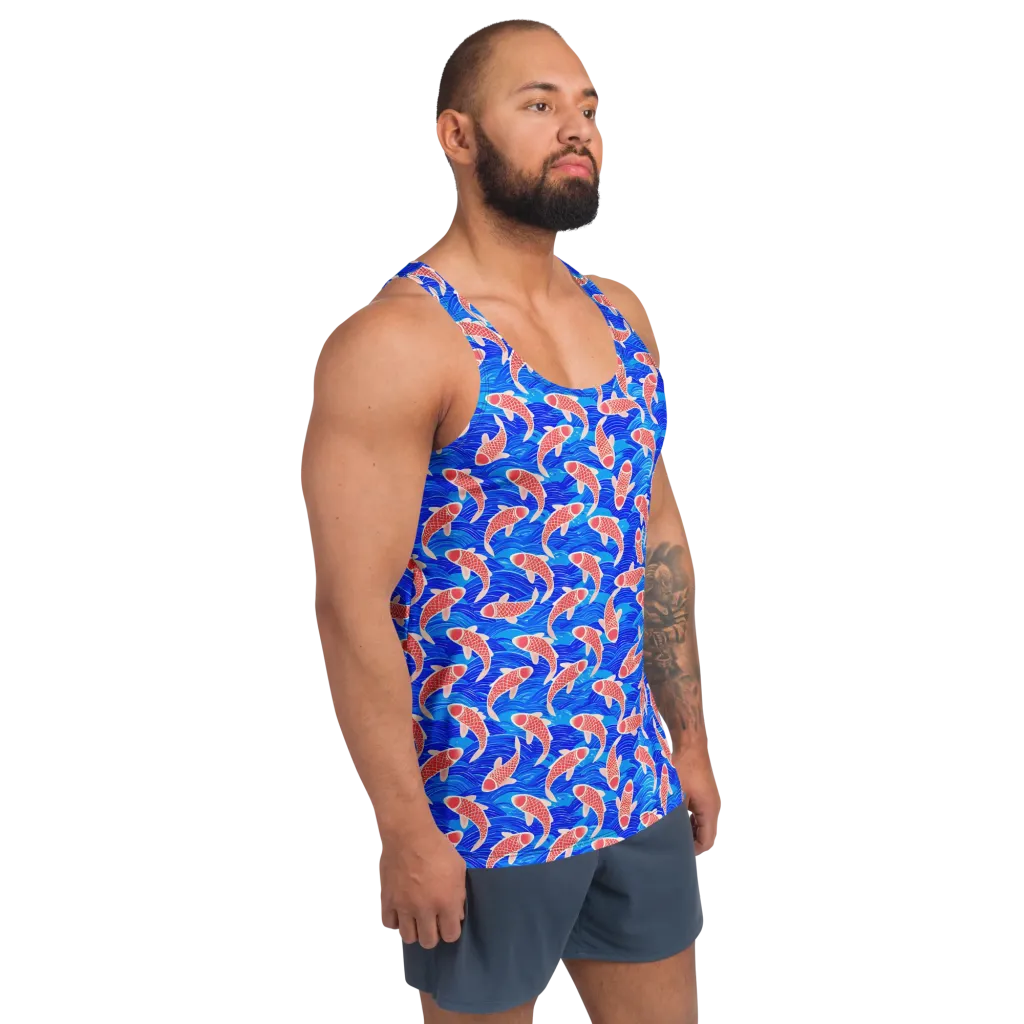 Cobalt Current on Men's Tank Top — Right Front
