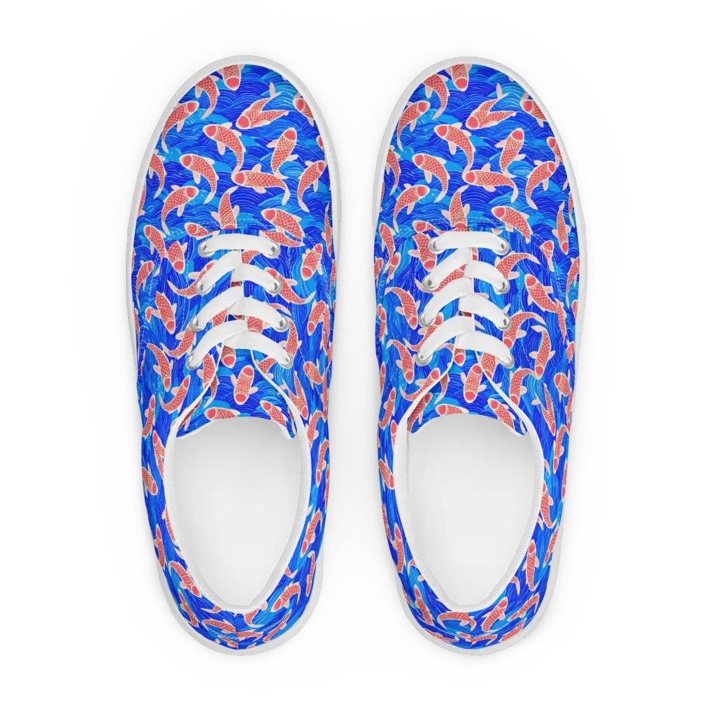 Cobalt Current on Men's Lace-Up Canvas Shoes — Front