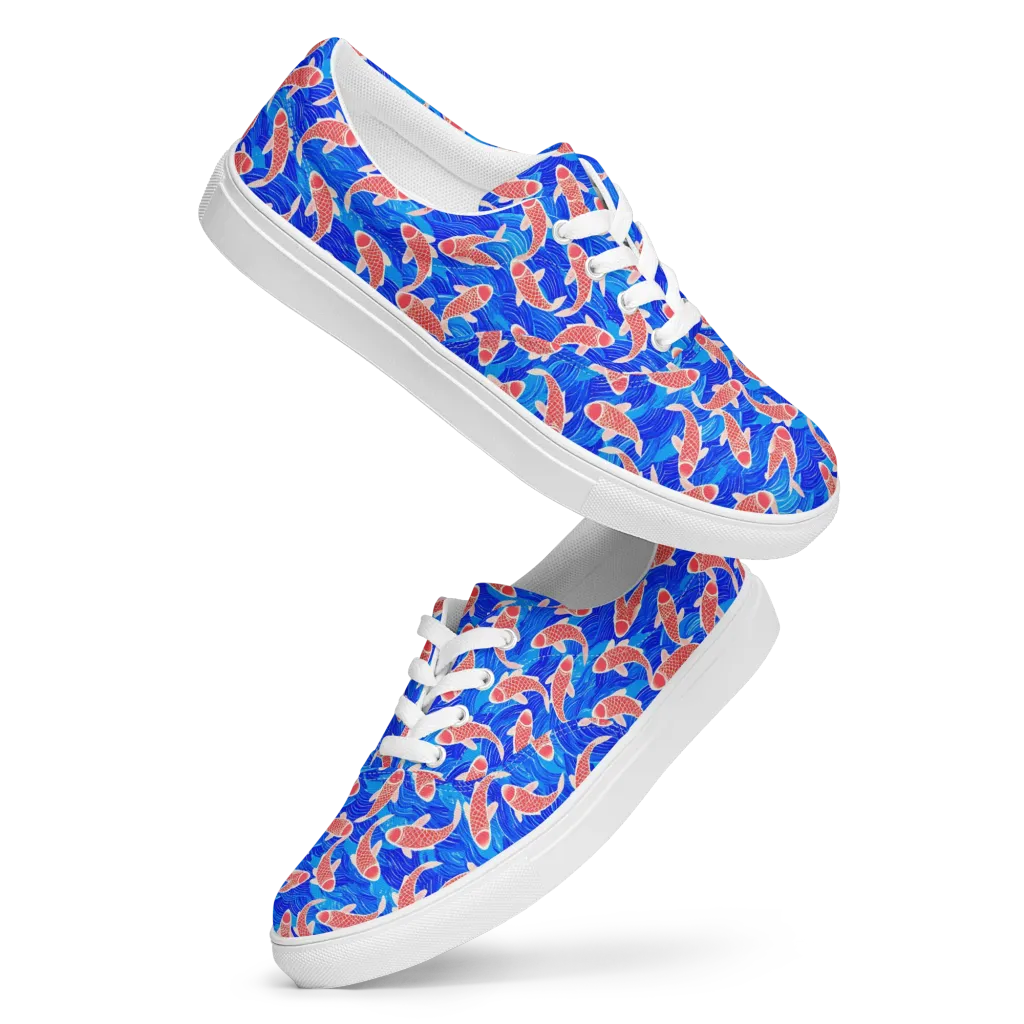 Cobalt Current on Men's Lace-Up Canvas Shoes — Front