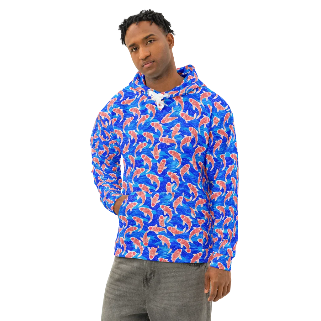 Cobalt Current on Cotton Hoodie — Left Front
