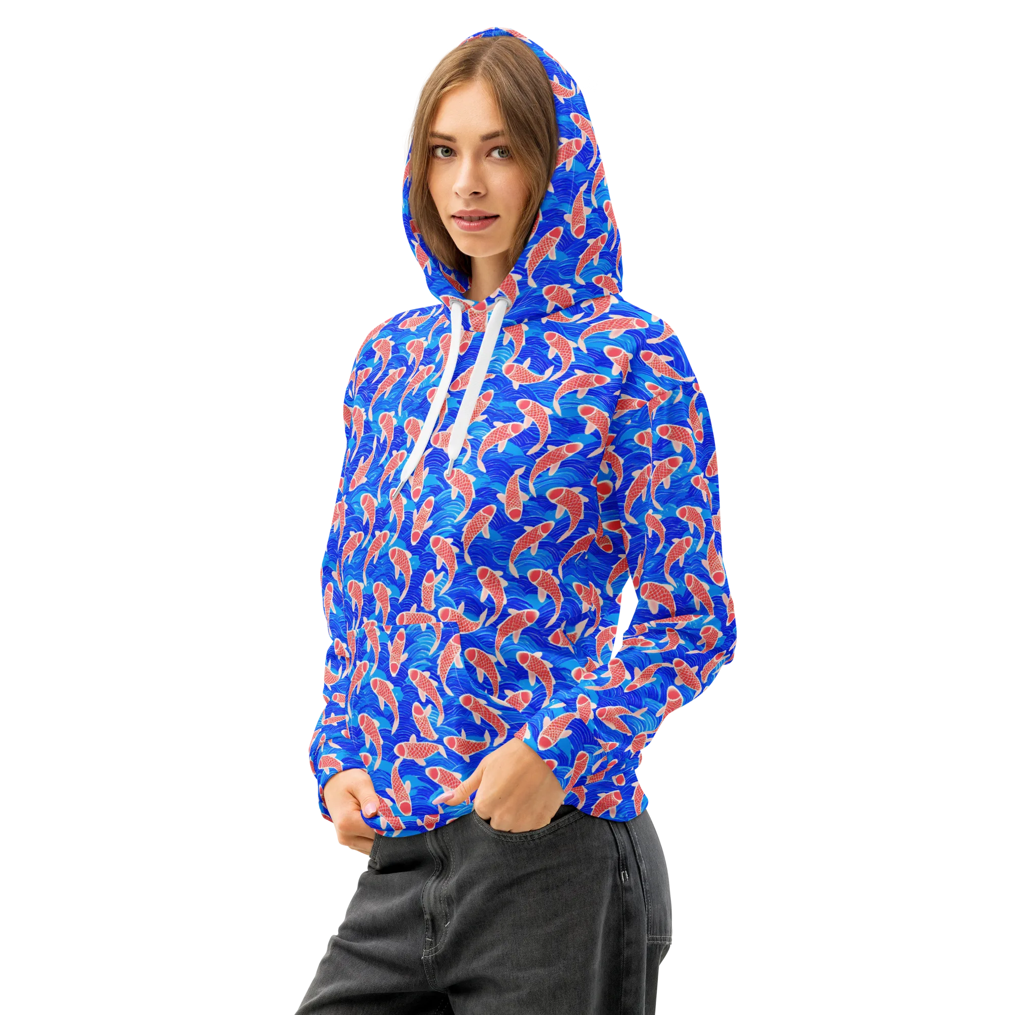 Cobalt Current on Cotton Hoodie — Left Front