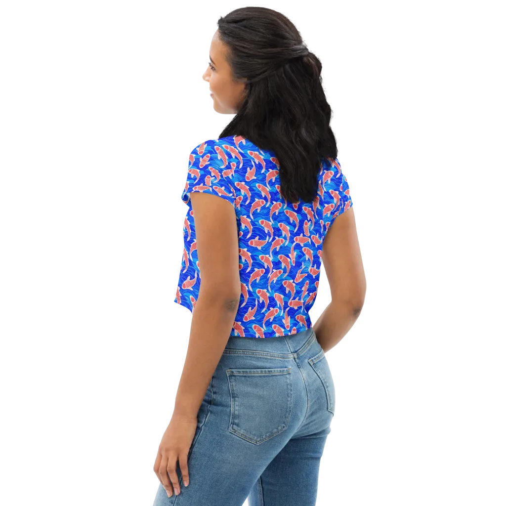 Cobalt Current on Crop Tee — Left Back
