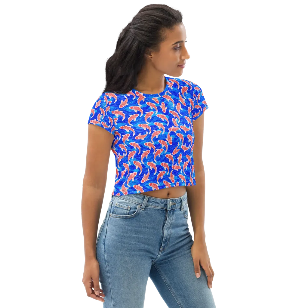Cobalt Current on Crop Tee — Right Front