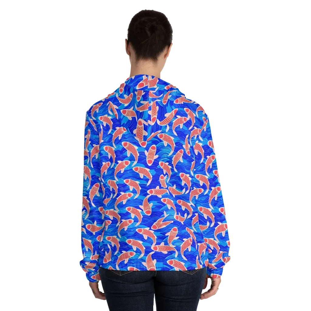 Cobalt Current on Women's Full-Zip Hoodie — Back On Person