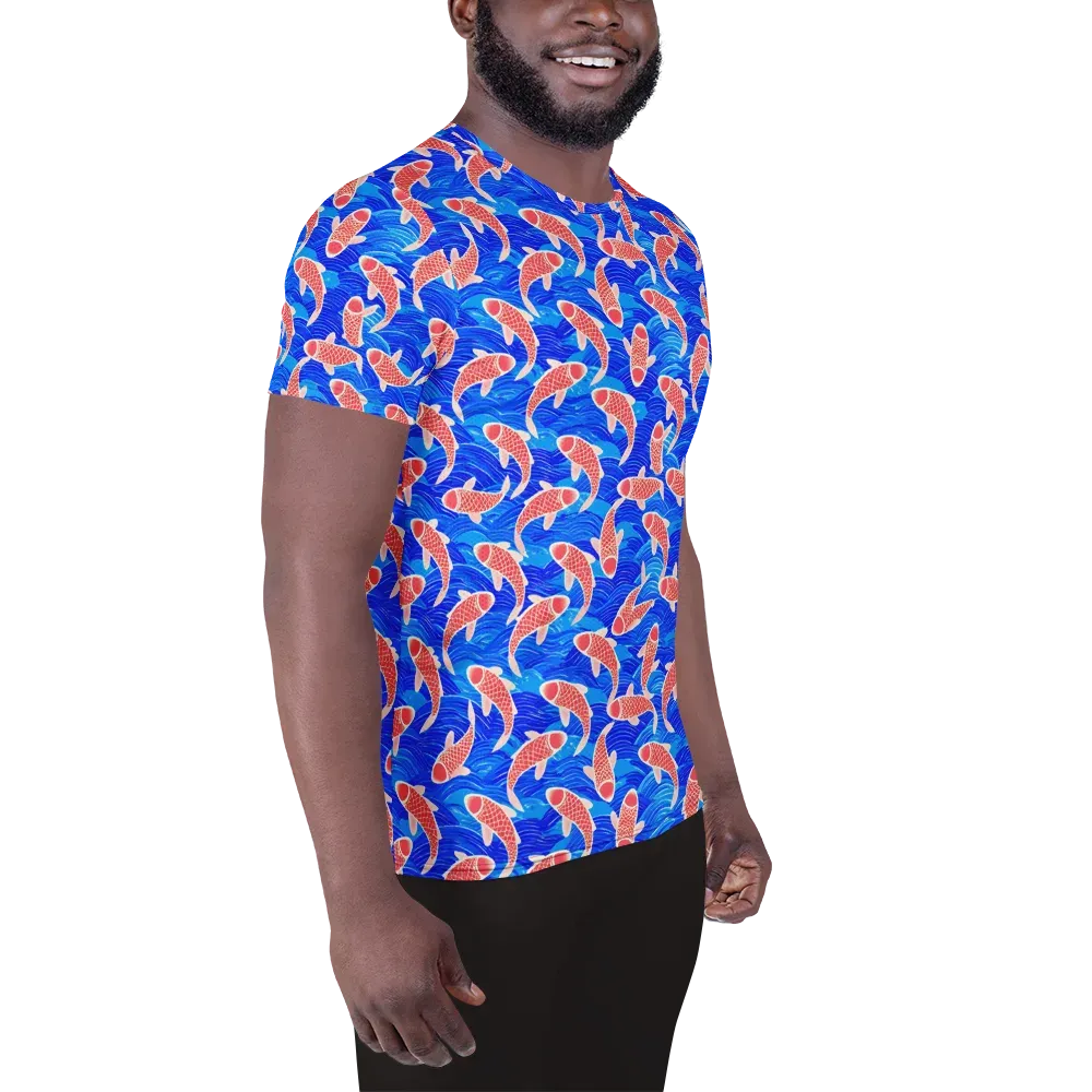 Cobalt Current on Men's Athletic T-Shirt — Right