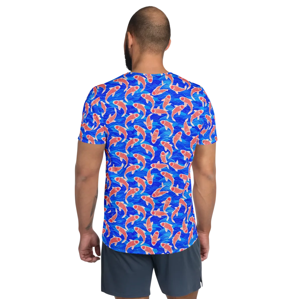 Cobalt Current on Men's Athletic T-Shirt — Back
