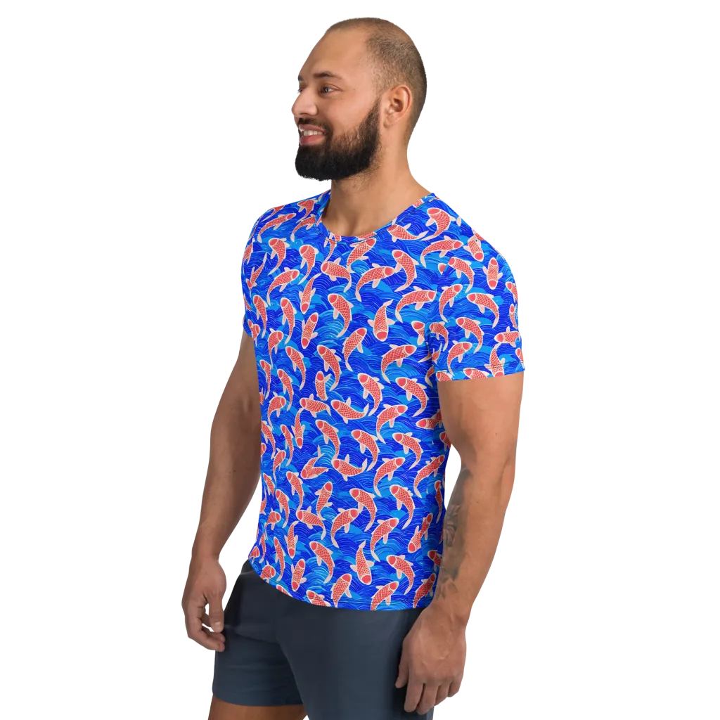 Cobalt Current on Men's Athletic T-Shirt — Left
