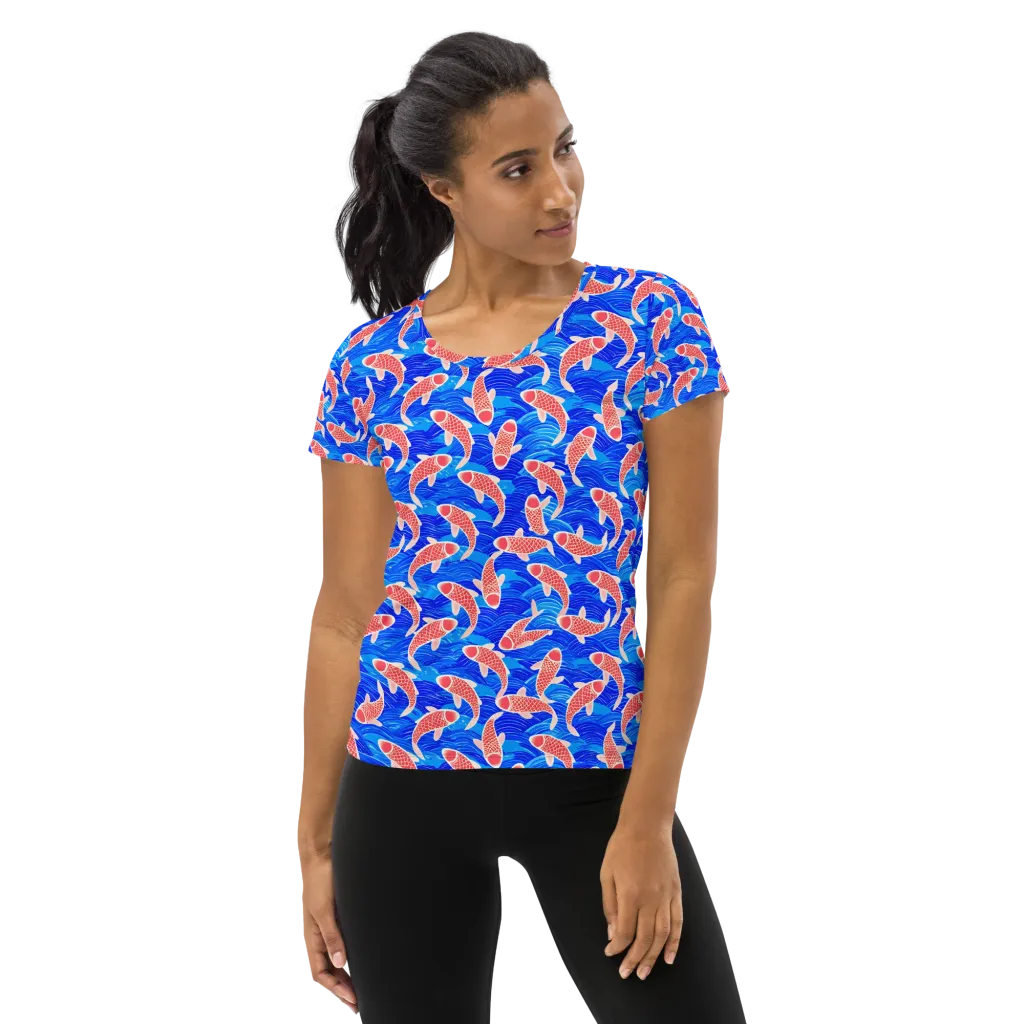 Cobalt Current on Women's Athletic T-Shirt — Front