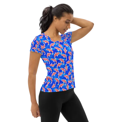 Cobalt Current on a Women's Athletic T-Shirt