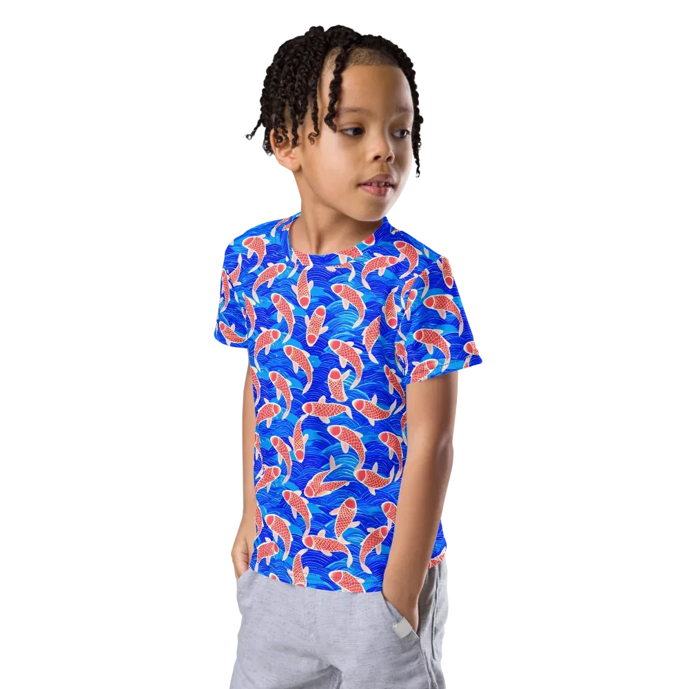 Cobalt Current on Kids Crew Neck T-Shirt — Left Front