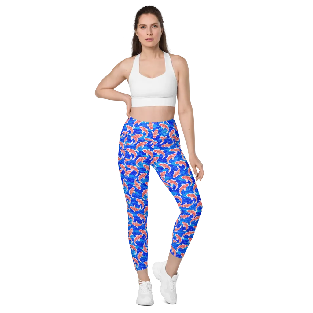 Cobalt Current on Leggings with Pockets — Front