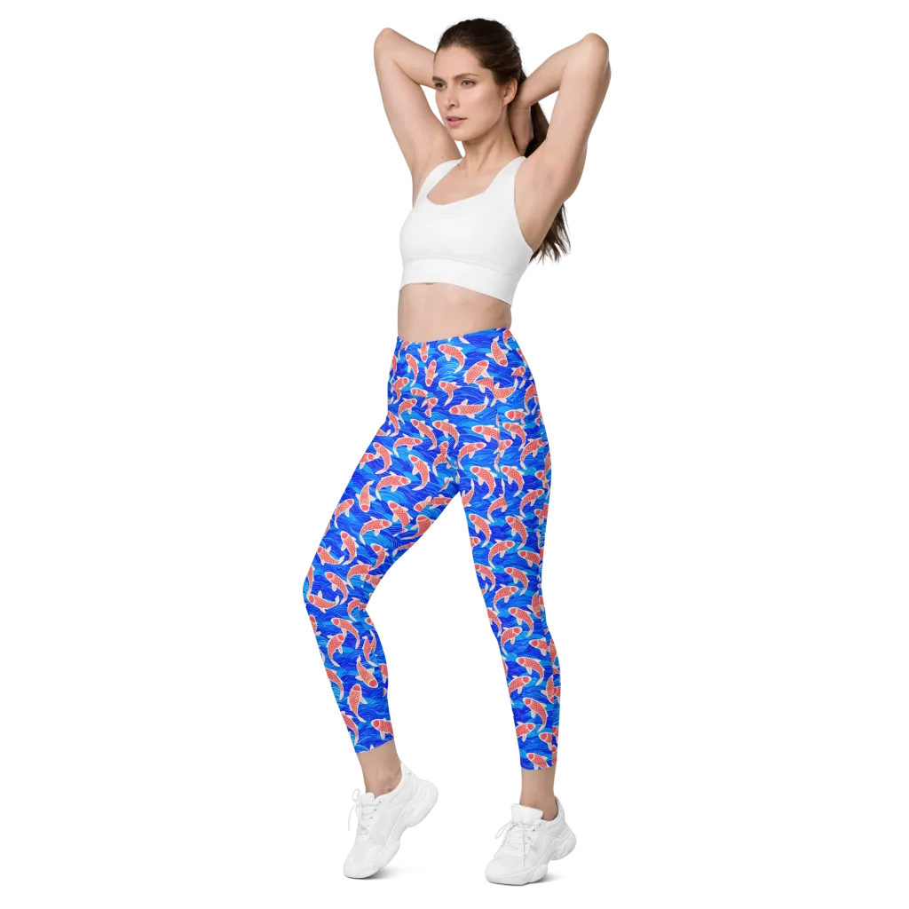 Cobalt Current on Leggings with Pockets — Left Front