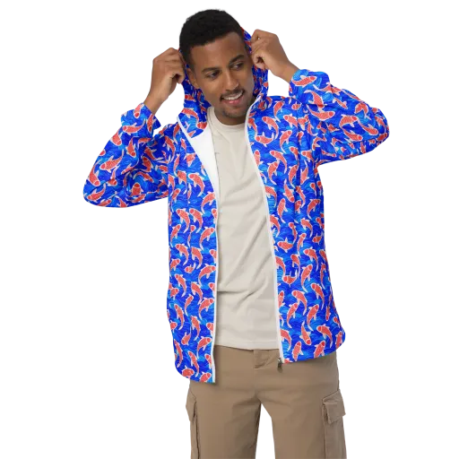 Cobalt Current on a Men's Windbreaker