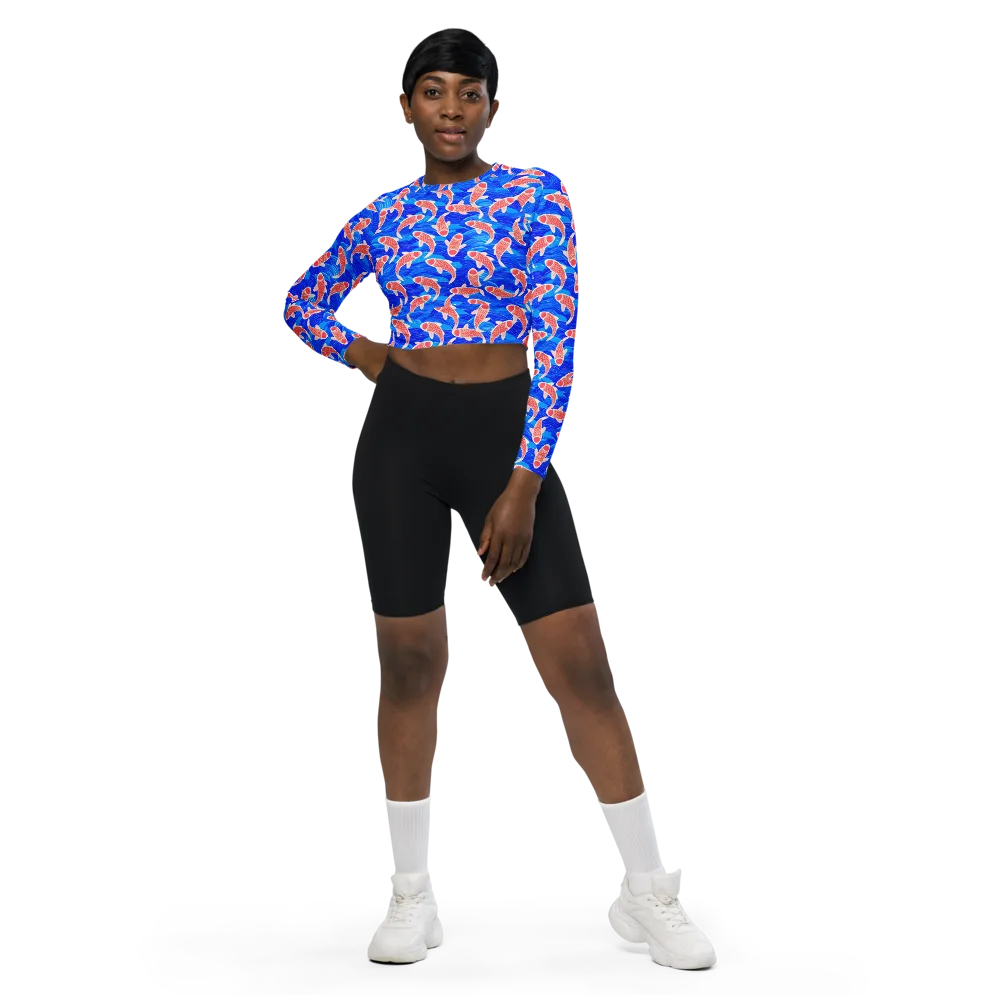 Cobalt Current on Long Sleeve Crop Top — Front