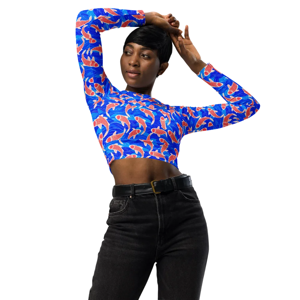 Cobalt Current on Long Sleeve Crop Top — Front