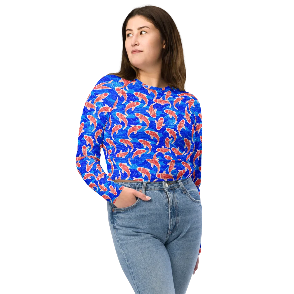 Cobalt Current on Long Sleeve Crop Top — Front