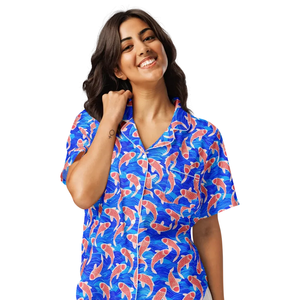 Cobalt Current on Women's Short Sleeve Pajama Top — Front